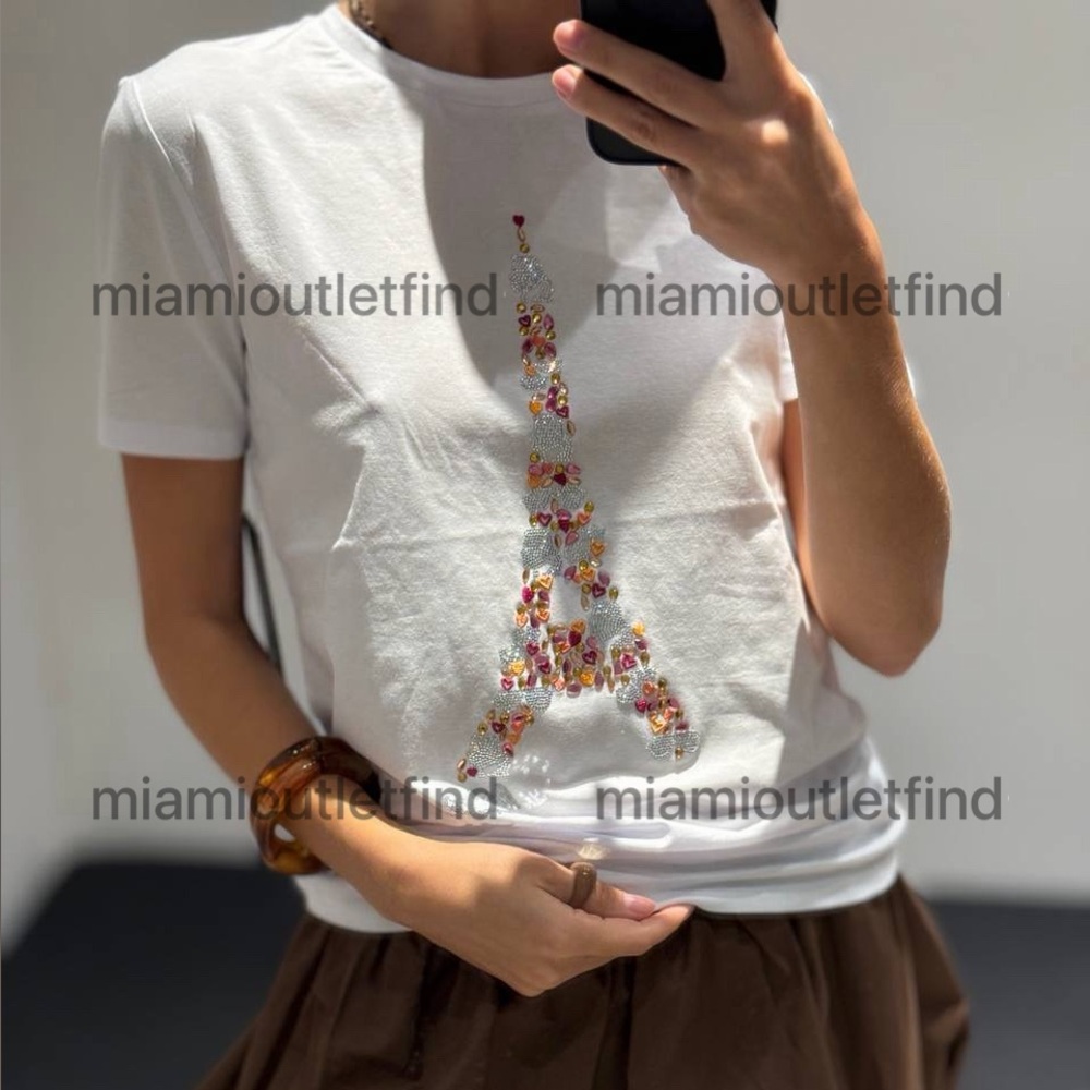 Karl Lagerfeld Women’s White Graphic T Shirt Size L New